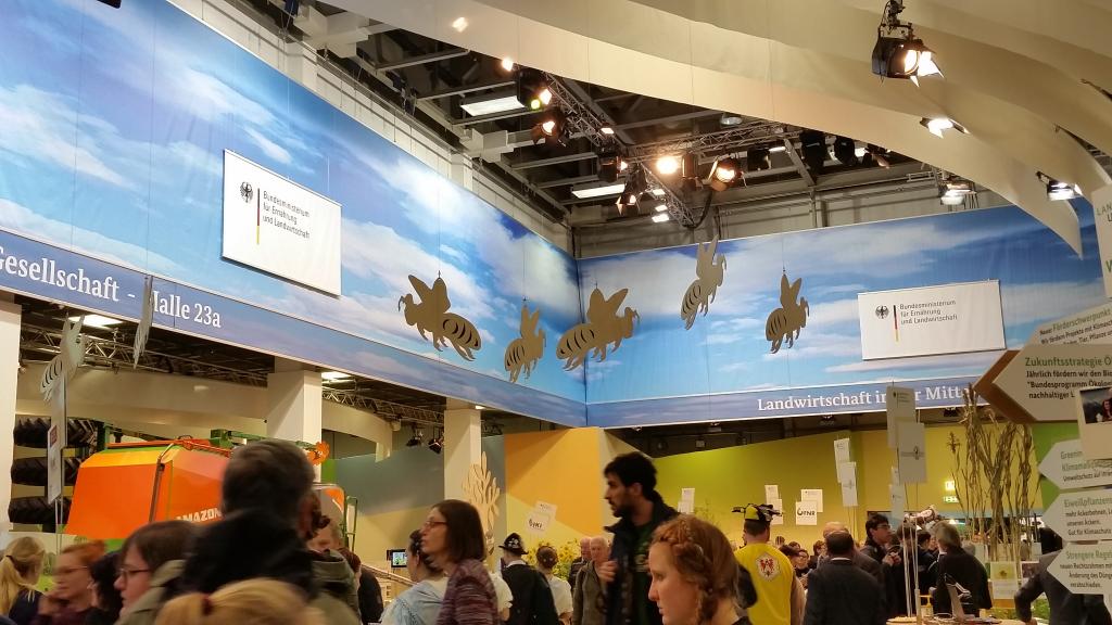 Sehr hübsch bei der Sonderschau des BMEL: Da flogen Holzbienen!