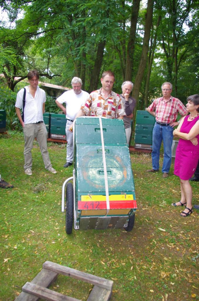 Mit dem Transportwagen können die Beuten versetzt werden, die Beuten werden auf 1/4-Europaletten aufgestellt.