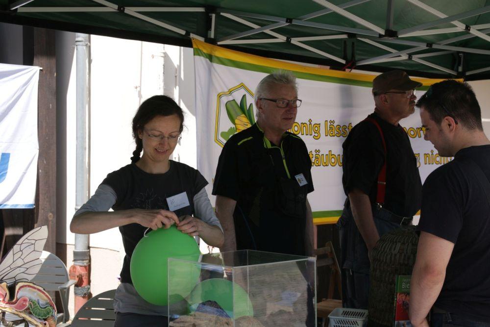 Das Werbemittelpaket des Deutschen Imkerbundes wurde gut genutzt - gerade die Ballons fanden regen Absatz.<br />Bild: Carola Schuldt